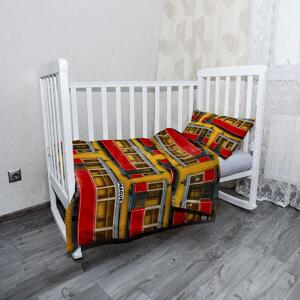 Sablio Mikroplyšové dětské povlečení do postýlky Pražské historické tramvaje Žlutý Pattern - 120x90 / 40x60