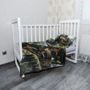 Sablio Mikroplyšové dětské povlečení do postýlky Parní lokomotiva na viaduktu - 120x90 / 40x60