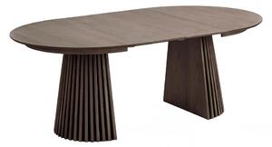Jídelní rozkládací stůl Osaka smoked, kulatý, dubová dýha, Ø120–200×75 cm – House Nordic