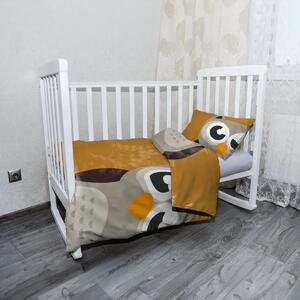 Sablio Mikroplyšové dětské povlečení do postýlky Kreslená sova - 120x90 / 40x60