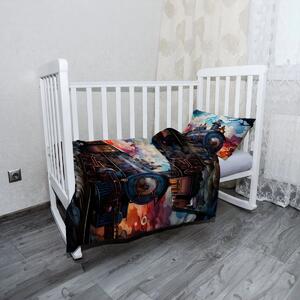 Sablio Mikroplyšové dětské povlečení do postýlky Parní lokomotiva v kouzelné krajině - 120x90 / 40x60