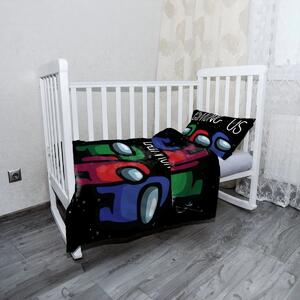 Sablio Mikroplyšové dětské povlečení do postýlky AMONG US Černý vesmír - 120x90 / 40x60