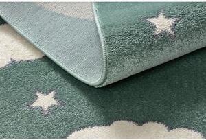 Dywany Luszczow Kusový koberec PETIT MĚSÍC, HVĚZDY, MRAKY Y, zelený Rozměr koberce: 120 x 170 cm