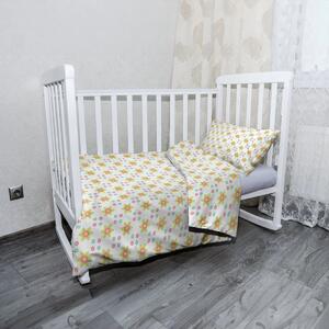 Sablio Mikroplyšové dětské povlečení do postýlky Barevné kytičky - 120x90 / 40x60