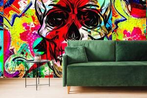 Samolepící tapeta lebka v graffiti provedení - 300x200 cm