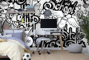 Tapeta Hip hop street art v černobílém provedení - 225x150 cm