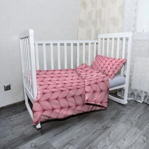 Sablio Mikroplyšové dětské povlečení do postýlky Růžové pletení z vlny - 130x90 / 40x60