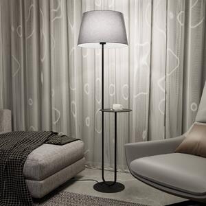 EMIBIG LIGHTING Hotelová stojací lampa, šedá/černá, výška 150 cm, látka/kov, Černá, Obývací pokoj / jídelna, kov, Moderní