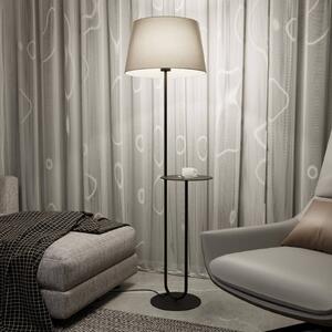EMIBIG LIGHTING Hotelová stojací lampa, béžová/černá, výška 150 cm, látka/kov, Černá, Obývací pokoj / jídelna, kov, Moderní