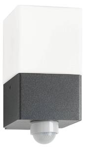 LCD Venkovní nástěnné svítidlo Linus, grafit, senzor, nerezová ocel, sklo, E27, Černá, Nerezová ocel, Moderní