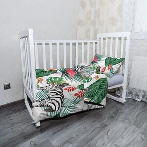 Sablio Mikroplyšové dětské povlečení do postýlky Zebra a plameňák - 120x90 / 40x60