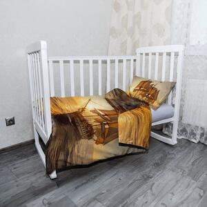 Sablio Mikroplyšové dětské povlečení do postýlky Plachetnice na klidném moři 2 - 120x90 / 40x60