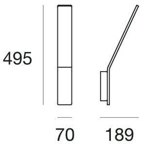 Stilnovo 7137 Lama, černé nástěnné LED osvětlení, 22W LED 3000K, výška 50cm