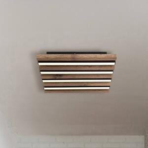 Globo LED stropní svítidlo Hayden, délka 30 cm, černá/tmavé dřevo, Černá, Obývací pokoj / jídelna, Hliník