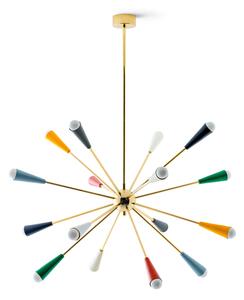 Stilnovo 9592 Sputnik, zlaté závěsné svítidlo s multicolor rameny, 16x6W LED E14, prům. 99cm