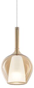 IDEAL LUX Ideal Lux závěsné světlo Kalique 1, jantarová, Ø 18 cm, stmívatelný, Krémová / jantar, Obývací pokoj / jídelna, Plast, Moderní