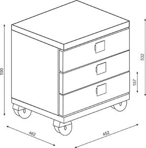 Aldo Noční stolek, kontejner k pc na pojezdech - šedý