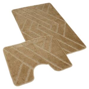 Kvalitex Koupelnová a WC předložka parkety béžové SADA 60 x 100 cm + 60 x 50 cm