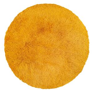 Plyšový kulatý koberec SOFT 90 cm - žlutý