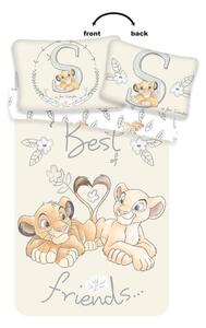Světle žluté bavlněné dětské povlečení do postýlky 100x135 cm Lion King "Best Friends" – Jerry Fabrics