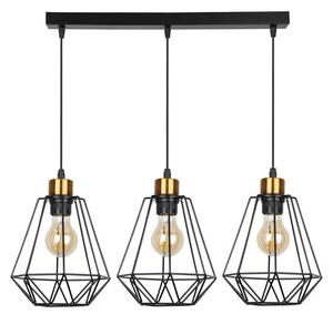 Candellux Černo-zlatý závěsný lustr Primo pro žárovku 3x E27 33-00231