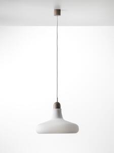 Brokis PC00911_044 Shadows XL, závěsné svítidlo z foukaného skla, matné triplexové sklo/ voskovyný dub/ bílý kabel, 5W LED, prům. 39,5cm