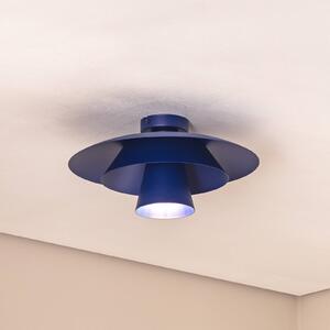 Luminex Stropní světlo Plato, tmavě modré, kov, Ø 38 cm, E27, stmívatelný, Modrá, Obývací pokoj / jídelna, kov, Moderní