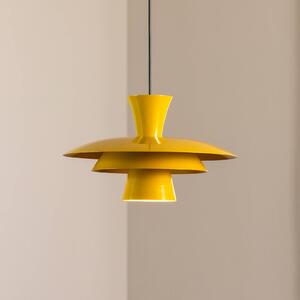 Luminex Závěsné světlo Plato, hořčičná žlutá, kov, Ø 38 cm, E27, stmívatelný, Žlutá / oranžová, Obývací pokoj / jídelna, kov, Moderní