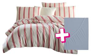 Vesna | Povlečení PURE NATURAL PINK 140x200 cm + prostěradlo Jersey START ŠEDÉ 90x200 cm