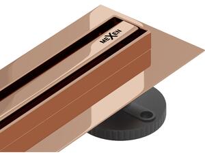 Mexen Flat 360° Slim, lineární podlahový žlab 50 cm, růžové zlato, 1641050