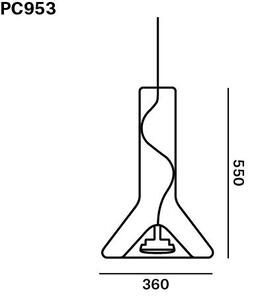 Brokis PC00953_021 Whistle large, závěsné svítidlo, foukané čiré sklo/černý chrom, 1x10W LED GX53 2700K stmívatelné, výška 55cm