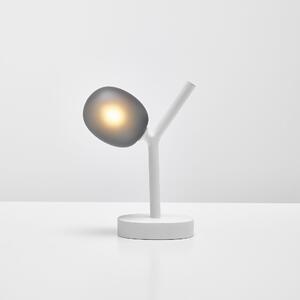 Brokis PC01233_008 Ivy table battery, stolní lampička z foukaného skla s baterií, šedé kouřové sklo/bílá, 1x1,2W LED G4, výška 28,3cm
