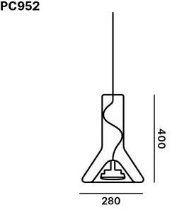 Brokis PC00952_037 Whistle small, závěsné svítidlo, foukané čiré sklo/černý chrom, 1x10W LED GX53 2700K stmívatelné, výška 40cm