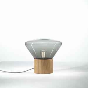 Brokis PC00849_003 Muffins wood 01, designová lampa z foukaného skla, kouřové sklo/dřevo, 1x60W E27, výška 34,5cm