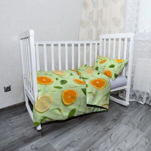 Sablio Mikroplyšové dětské povlečení do postýlky Citrus a květ - 120x90 / 40x60