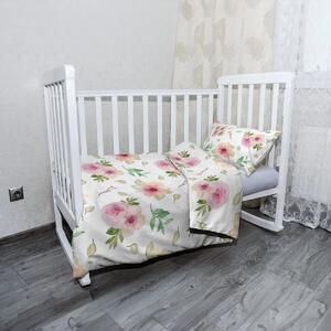 Sablio Dětské povlečení do postýlky Růžové květy - 120x90 / 40x60