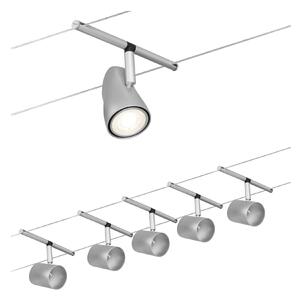 Paulmann 94465 CorDuo Cup Basic, matně chromový lankový systém, 5x max 10W LED 12V, 500cm