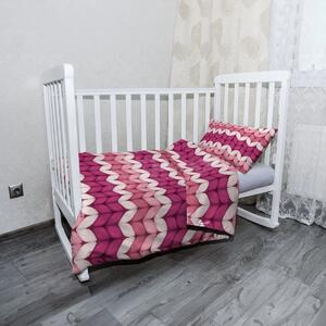 Sablio Mikroplyšové dětské povlečení do postýlky Střídajíci růžové pletení - 120x90 / 40x60
