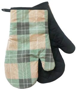Kuchyňské bavlněné rukavice - chňapky TARTAN zelená 100% bavlna 19x30 cm Essex