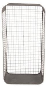 Nástěnná šedá kovová polička z pletiva - 28*15*57 cm - Clayre & Eef