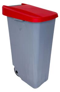 Denox odpadkový koš RECICLO na tříděný odpad 110 L, červené víko, plastový s kolečky