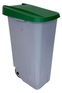 Denox odpadkový koš RECICLO na tříděný odpad 110 L, zelené víko, plastový s kolečky