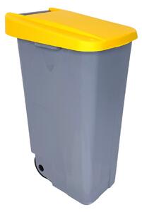 Denox odpadkový koš RECICLO na tříděný odpad 110 L, žluté víko, plastový s kolečky