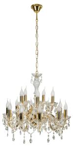 Candellux Zlatý křišťálový lustr Maria Teresa pro žárovku 15x E14 30-95810