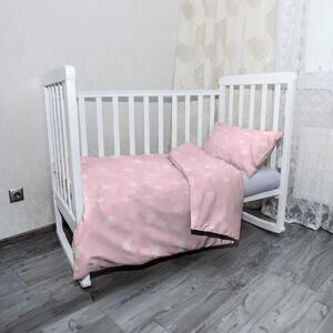 Sablio Mikroplyšové dětské povlečení do postýlky Růžová srdíčka - 120x90 / 40x60