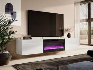 TV stolek Koda 200 s krbem, Barva: černý / černý lesk, Krb: bílý Mirjan24 5903211319747