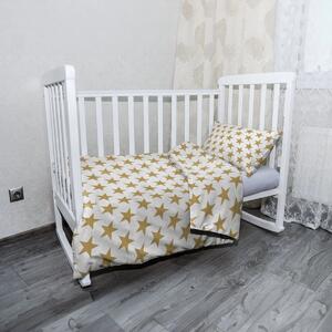 Sablio Mikroplyšové dětské povlečení do postýlky Zlaté hvězdy - 120x90 / 40x60