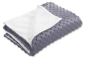 Biante Dětská oboustranná deka Minky puntíky/Polar MKP-004 Tmavě šedá 75x100 cm