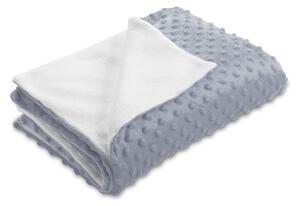 Biante Dětská oboustranná deka Minky puntíky/Polar MKP-050 Stříbrnošedá 75x100 cm