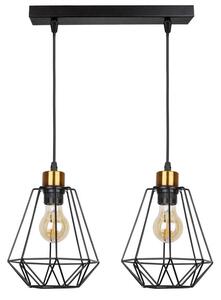 Candellux Černo-zlatý závěsný lustr Primo pro žárovku 2x E27 32-00224